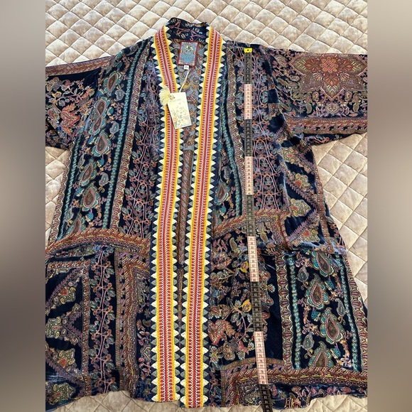 NWT Johnny Was omo burnout Velvet Paisley Tasseled Kimono Boho Chic - Picture 5 of 5